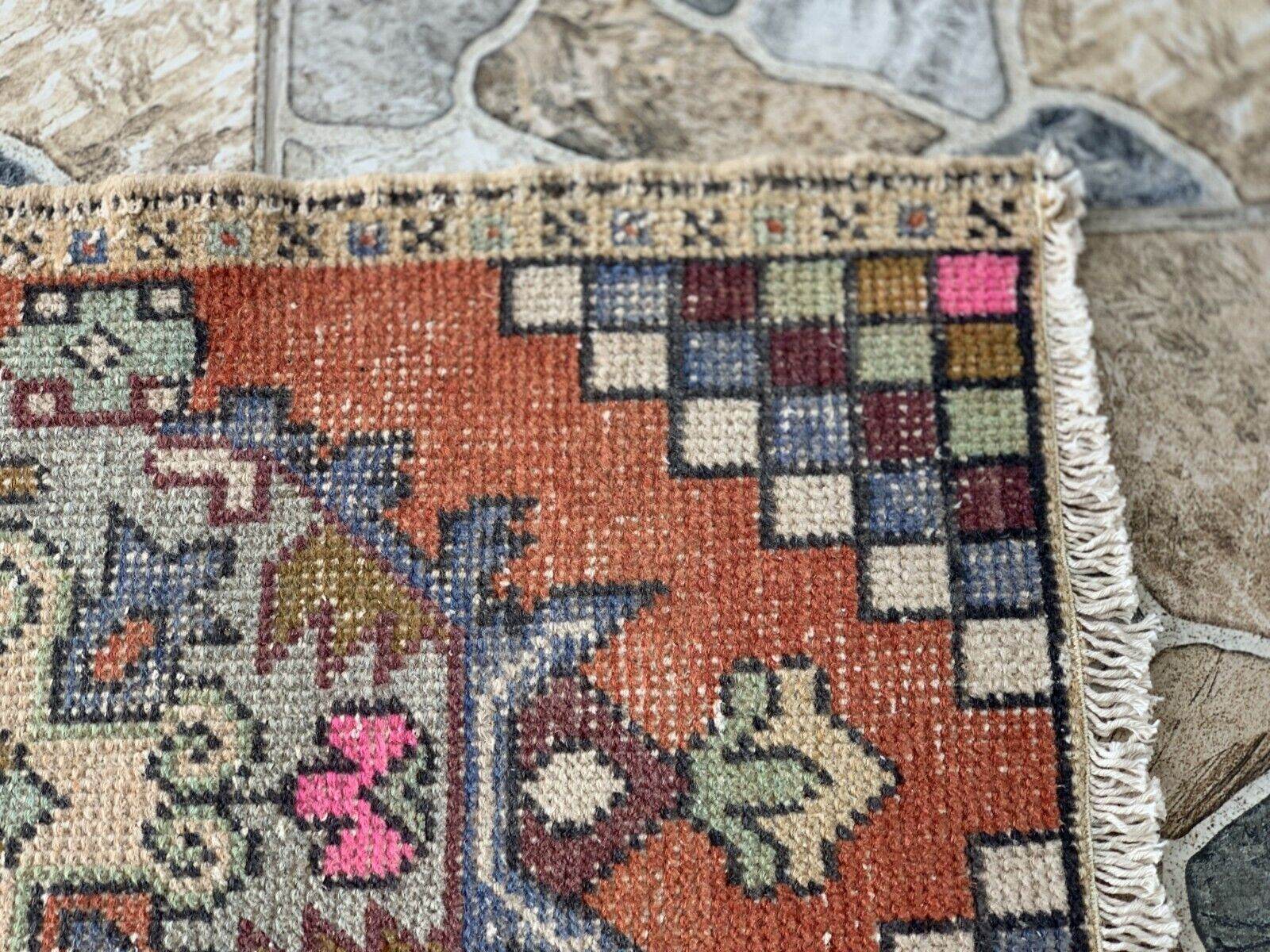 Geometric Turkish Vintage Rug * Tribal Farmhouse Anatolian HandmadeRug 1.6x2.8Ft