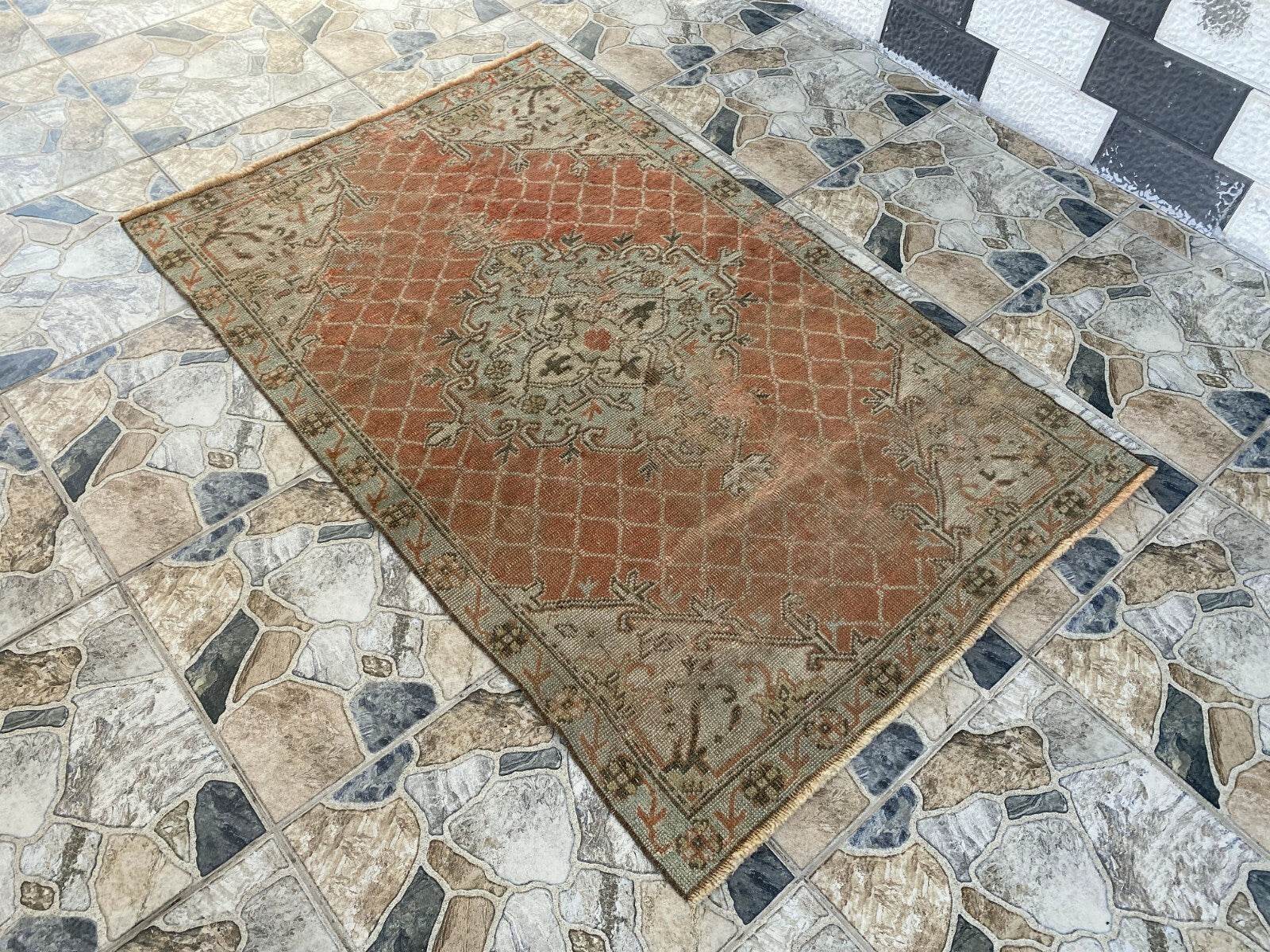 Vintage Turkish Oushak Rug | Anatolian Antique Brown Hand-Knotted Wool Area Rug