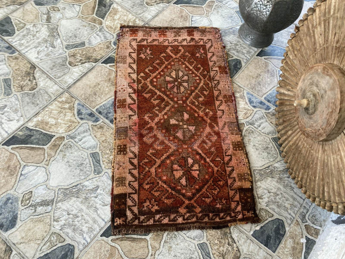 Vintage Hand-knotted Rug | 1980s Turkish Tribal Wool Farmhouse Antique Small Rug