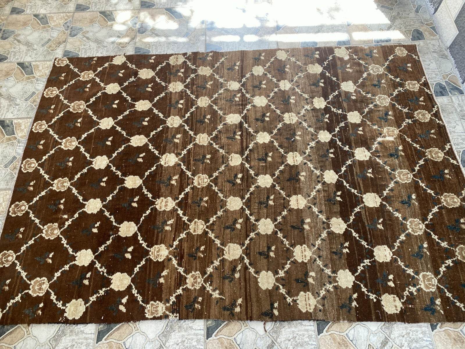 Vintage Kurdish Oushak Rug, 1980s Turkish Anatolian Hand-Knotted Wool Runner Rug