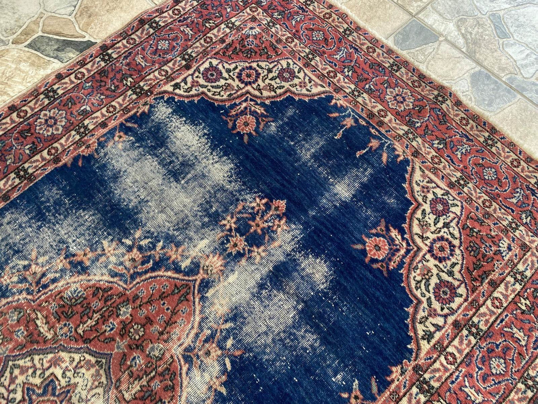 Vintage Rug | Antique Wool Farmhouse Anatolian Area Handmade Turkish Rug 3x6 ft