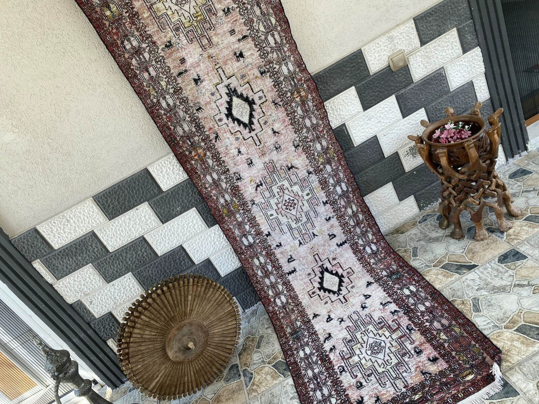 Vintage Persian Rug - 2.4x8.9 Brown Soumak Handmade Wool Antique Tribal Area Rug