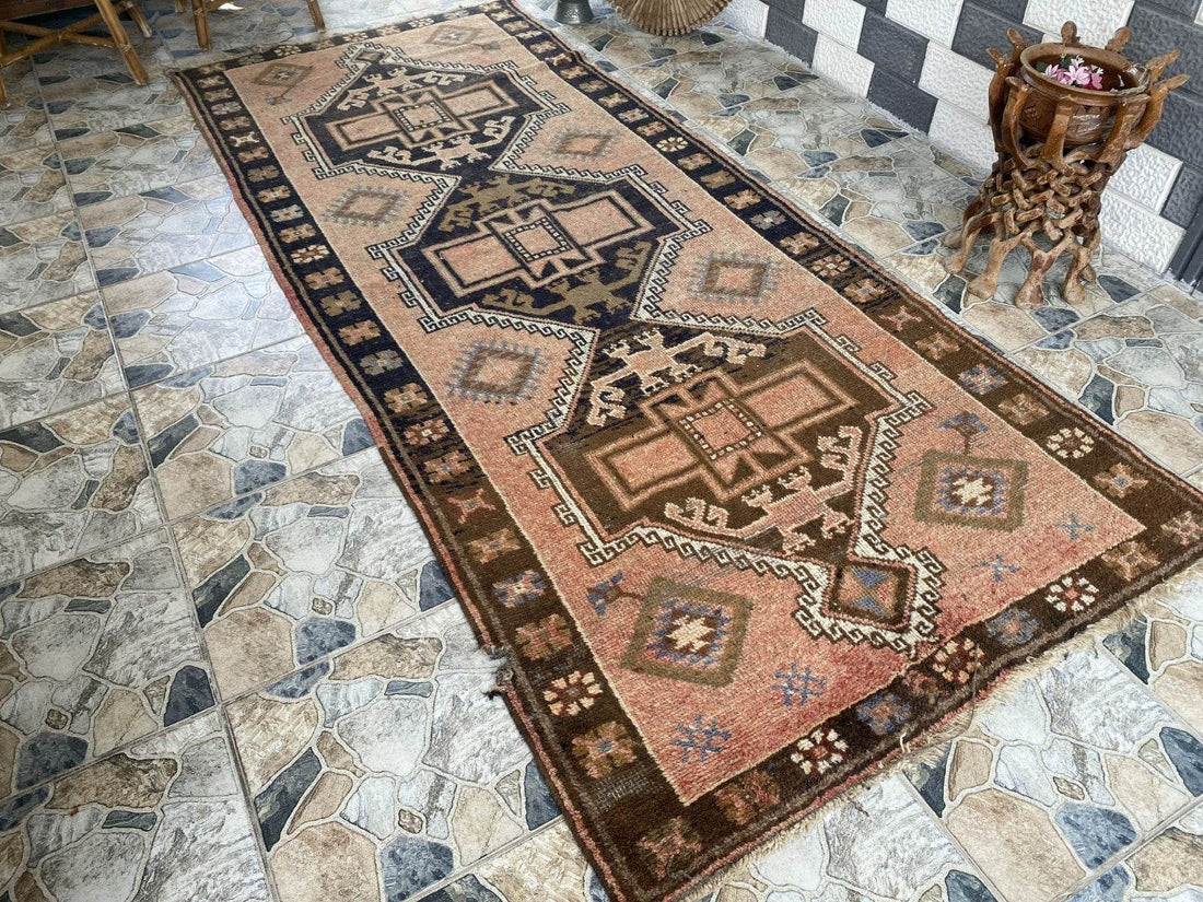 Handmade Turkish Vintage Rug | 1970s Tribal Wool Farmhouse Antique Area Carpet