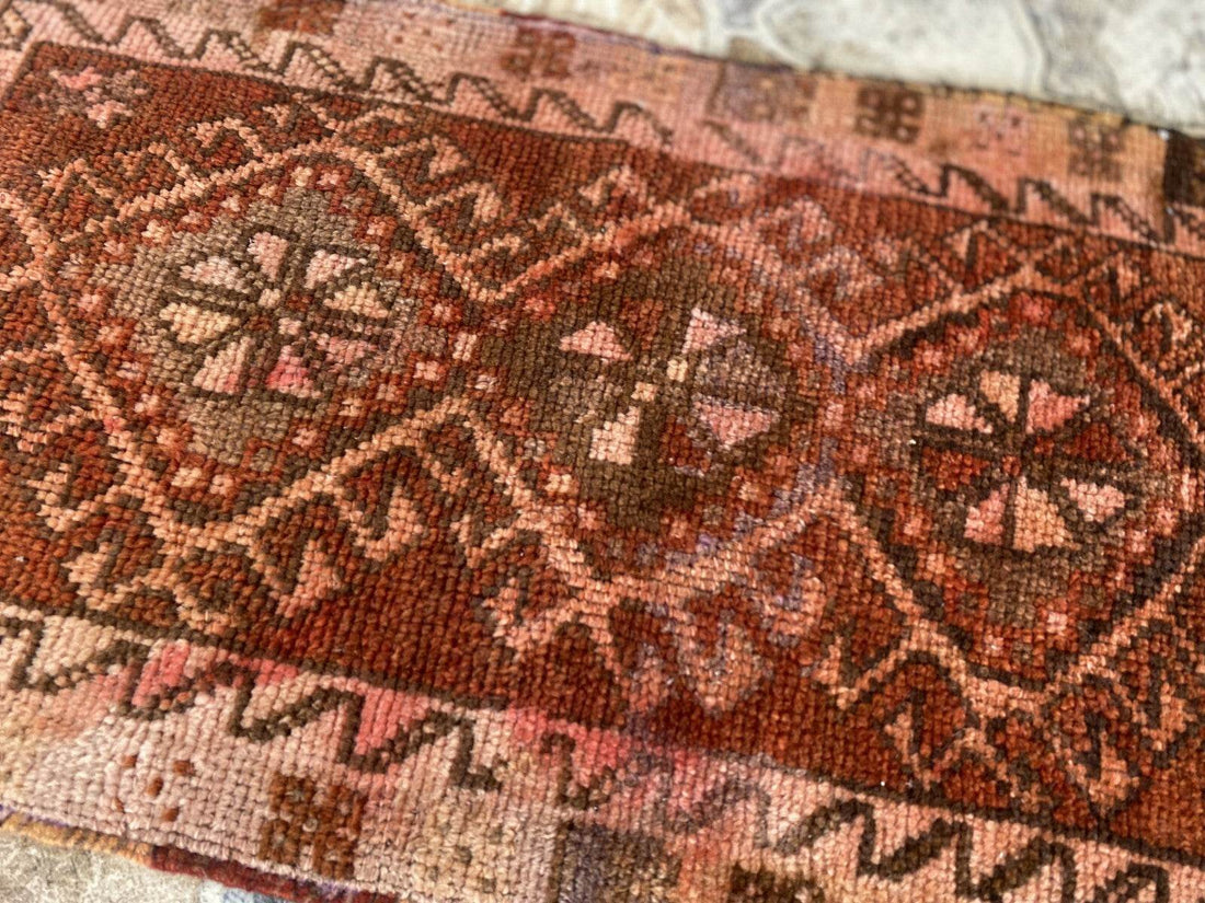 Vintage Hand-knotted Rug | 1980s Turkish Tribal Wool Farmhouse Antique Small Rug
