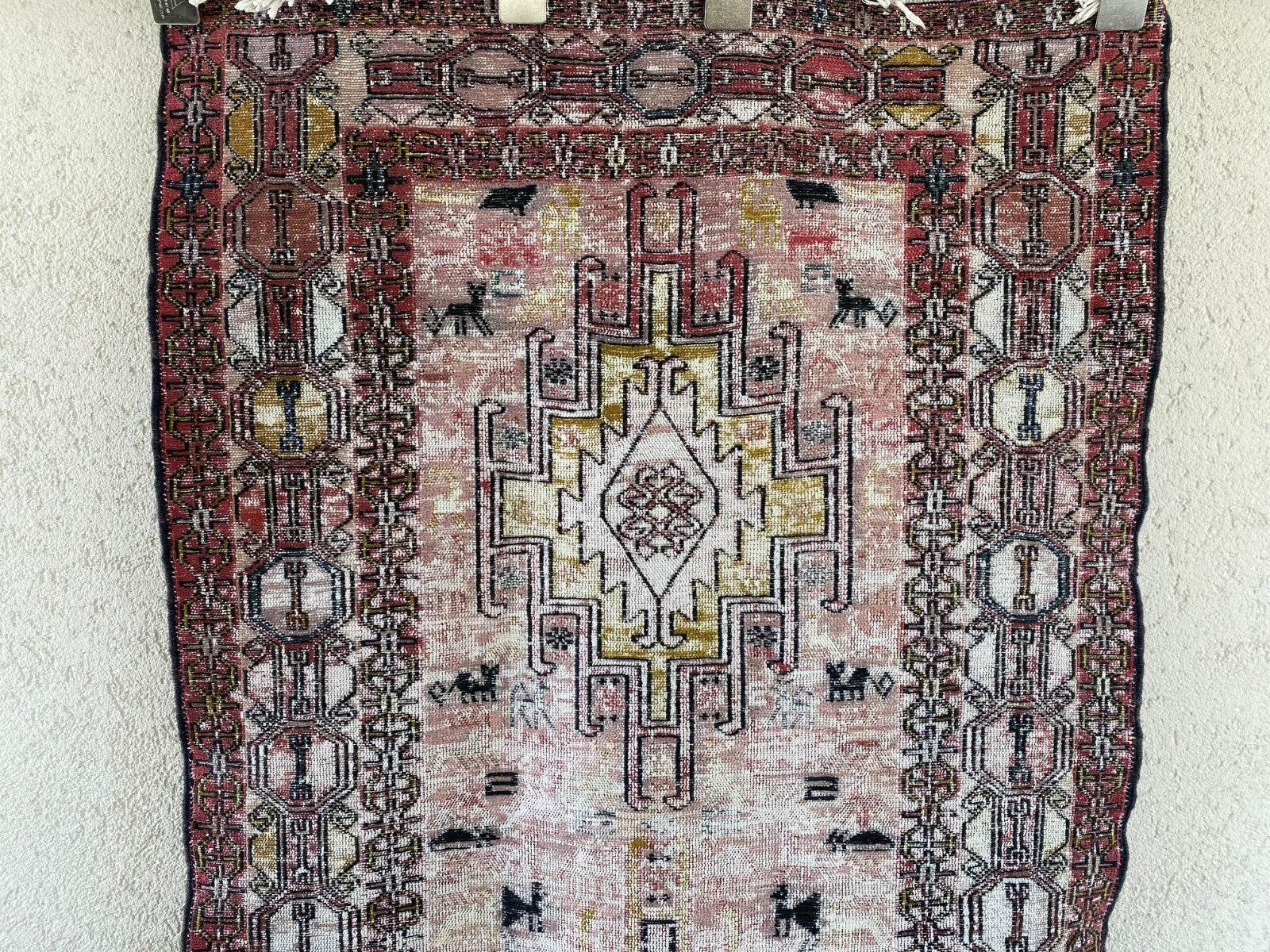 Vintage Persian Rug - 2.4x8.9 Brown Soumak Handmade Wool Antique Tribal Area Rug