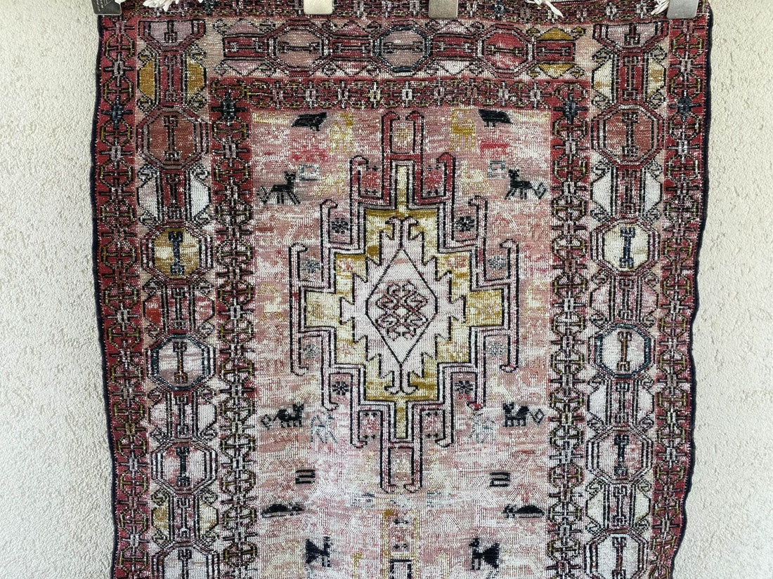 Vintage Persian Rug - 2.4x8.9 Brown Soumak Handmade Wool Antique Tribal Area Rug
