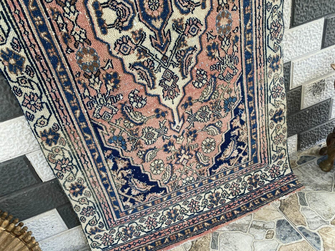 VINTAGE RUG HAND-KNOTTED Caucasian Tribal handmade wool antique farmhouse rug