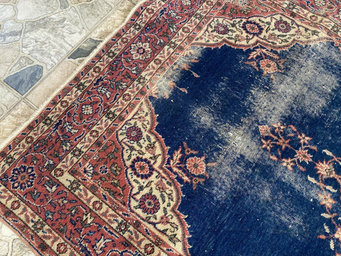 Vintage Rug | Antique Wool Farmhouse Anatolian Area Handmade Turkish Rug 3x6 ft