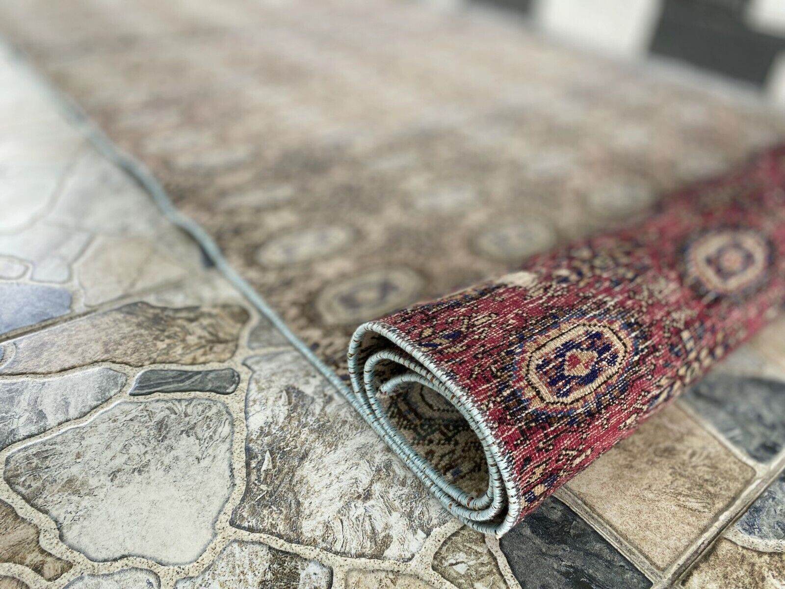 Vintage Oushak Farmhouse Rug, Turkish Anatolian Handknotted Wool Runner 3x9 ft