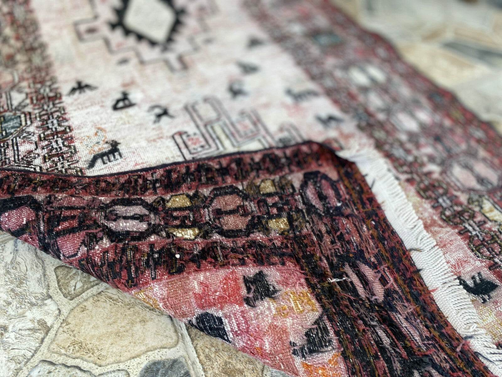 Vintage Persian Rug - 2.4x8.9 Brown Soumak Handmade Wool Antique Tribal Area Rug