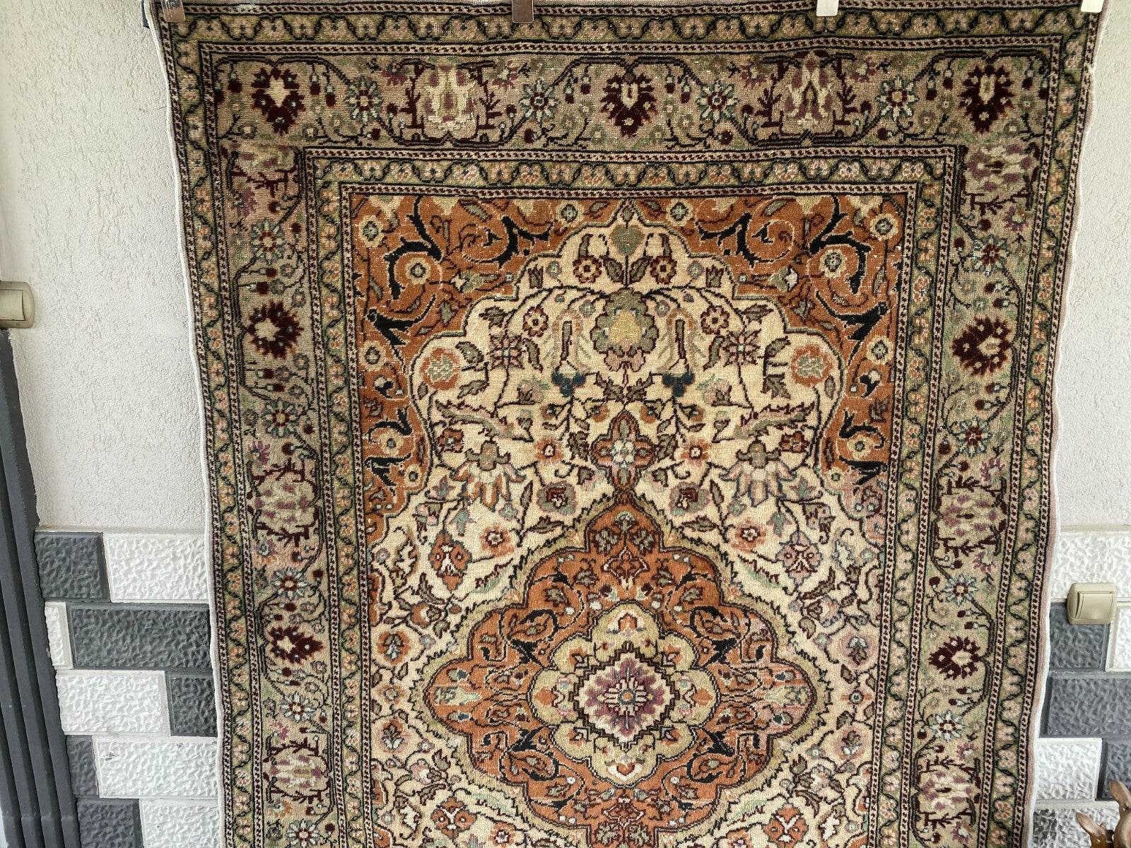 Handmade Turkish Vintage Area Rug, 1970s Antique Wool Tribal Farmhouse Carpet