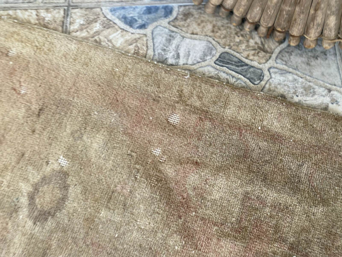 Faded Vintage Turkish Rug | 1960s Anatolian Handmade Wool | Neutral Earth Tones