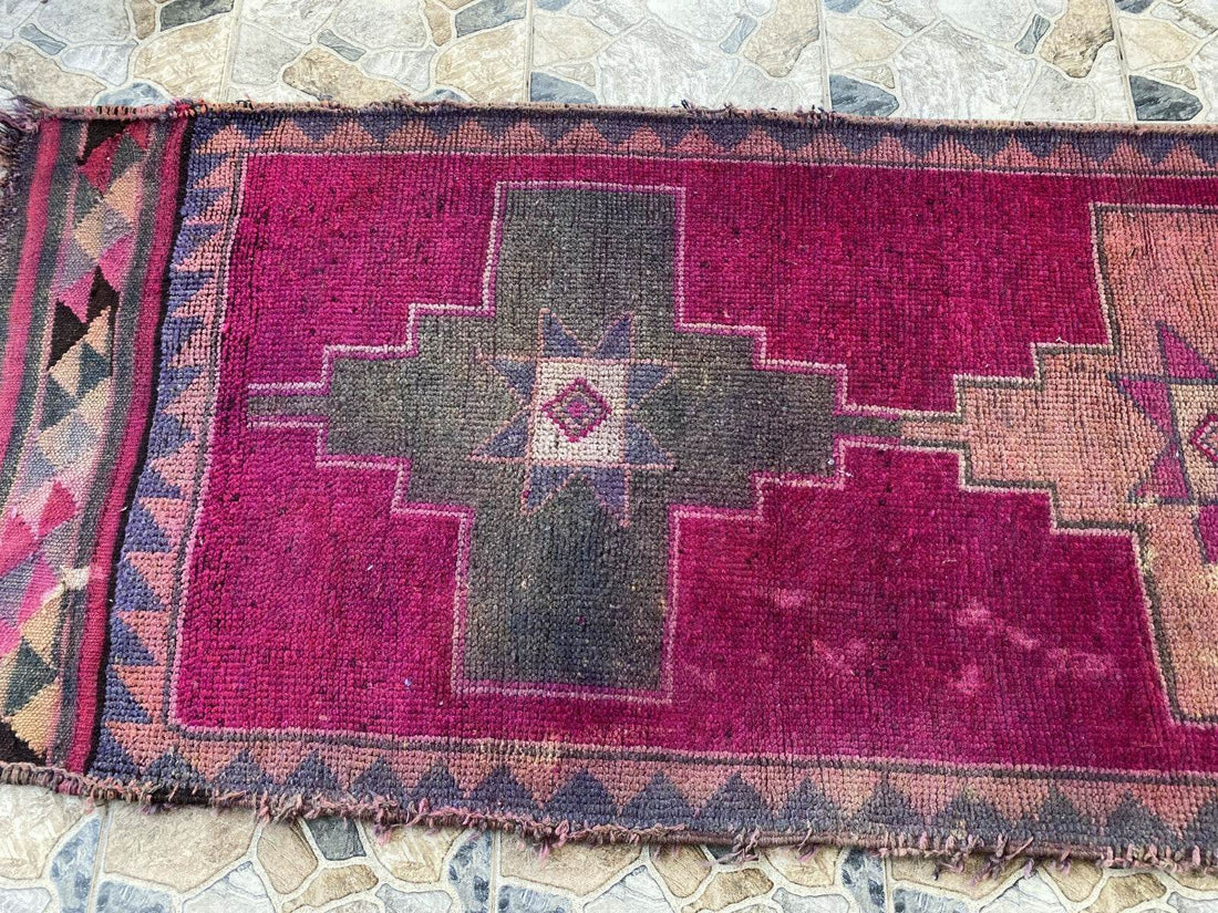Kurdish Vintage Rug | Handmade Wool 1960s Farmhouse Tribal Antique Runner Carpet