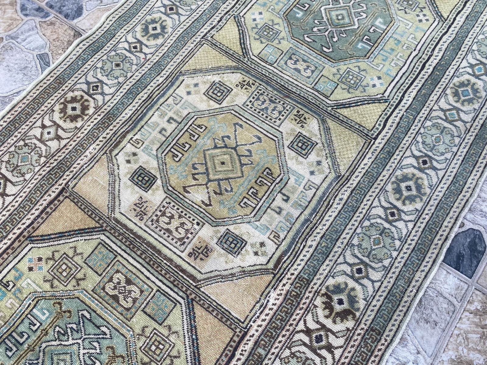 Vintage Turkish Oushak Rug - 3.2x6.1 Paste Handmade Wool Antique Tribal Area Rug