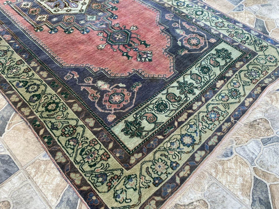 Vintage Turkish Oushak Rug | Anatolian Antique Tribal Hand-Knotted Wool 1960s