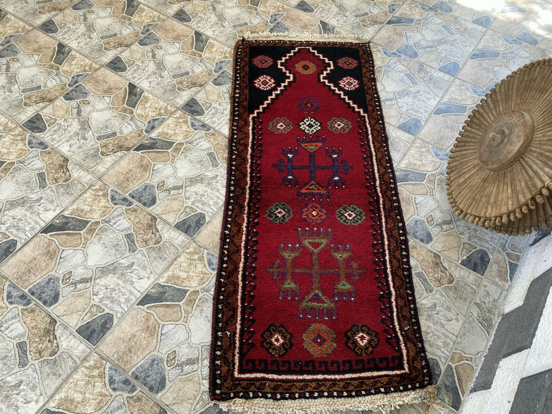 Pre 1970’s ANTIQUE KURDISH FARMHOUSE RUG - GEOMETRIC TRIBAL TURKISH VINTAGE