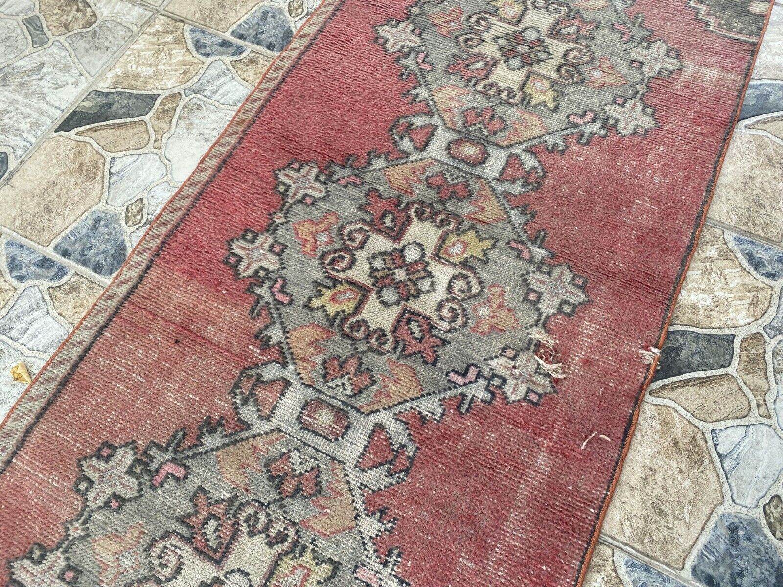Vintage Turkish Rug | Tribal Farmhouse Handmade Wool Antique Carpet 2.2ftx8.1 ft