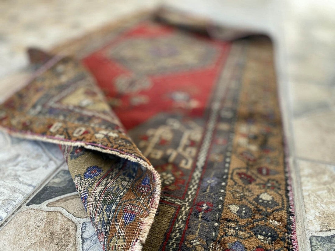 Vintage Turkish Oushak Rug | Anatolian Antique Tribal Hand-Knotted Wool Carpet 3x6 ft