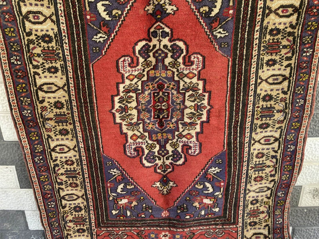 Vintage Turkish Rug | 4.3 x 6.5 ft | Handmade Geometric Anatolian Wool Area Rug