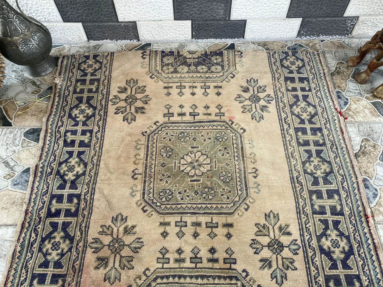 Vintage Turkish Oushak Runner | 4.33 x 9.18 ft | Hand-Knotted Wool Farmhouse Rug