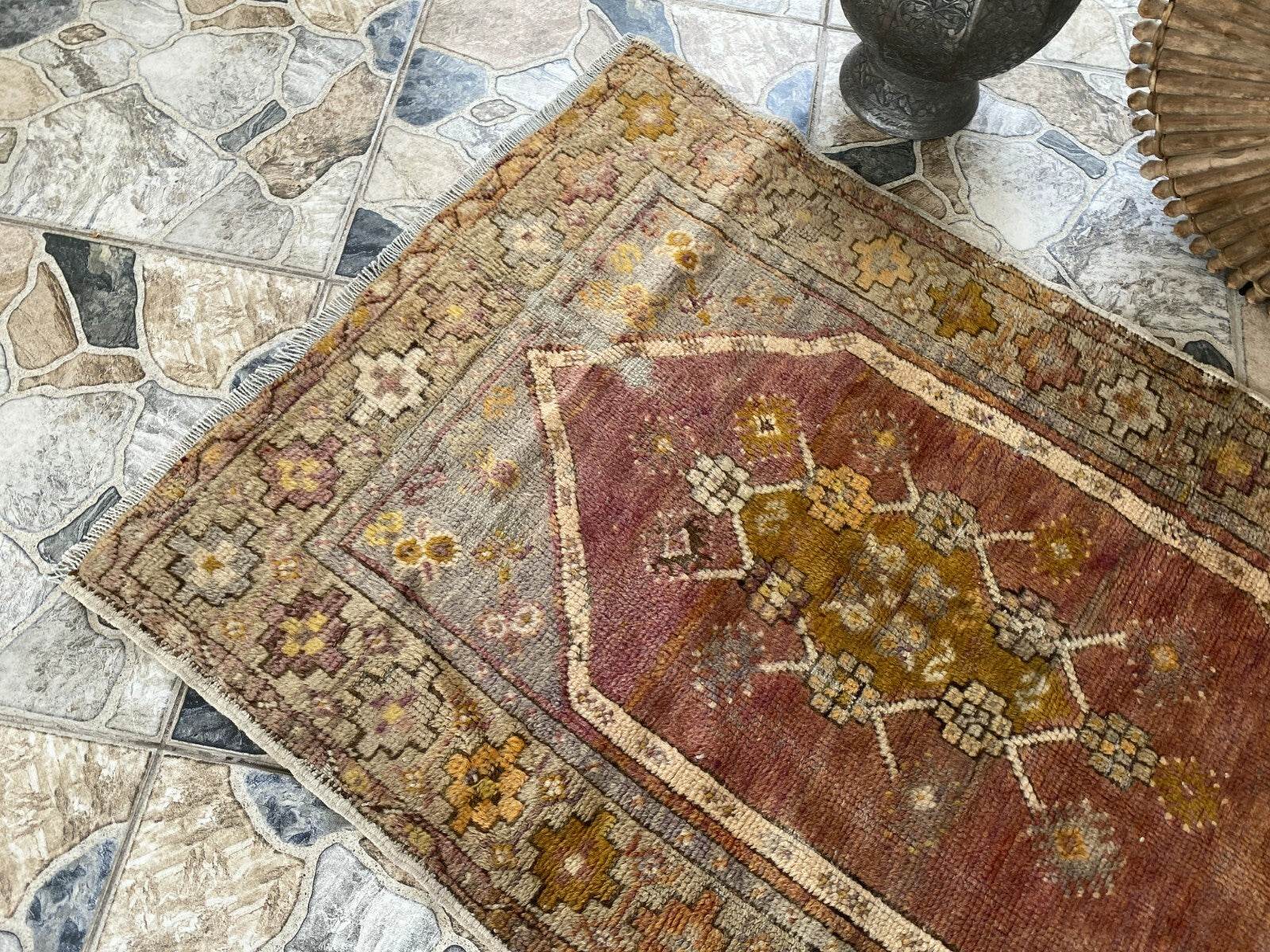 Vintage Turkish Anatolian Rug | 2.6 x 4 ft | Hand-Knotted Wool Rustic Farmhouse