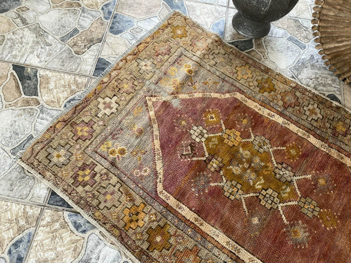 Vintage Turkish Anatolian Rug | 2.6 x 4 ft | Hand-Knotted Wool Rustic Farmhouse