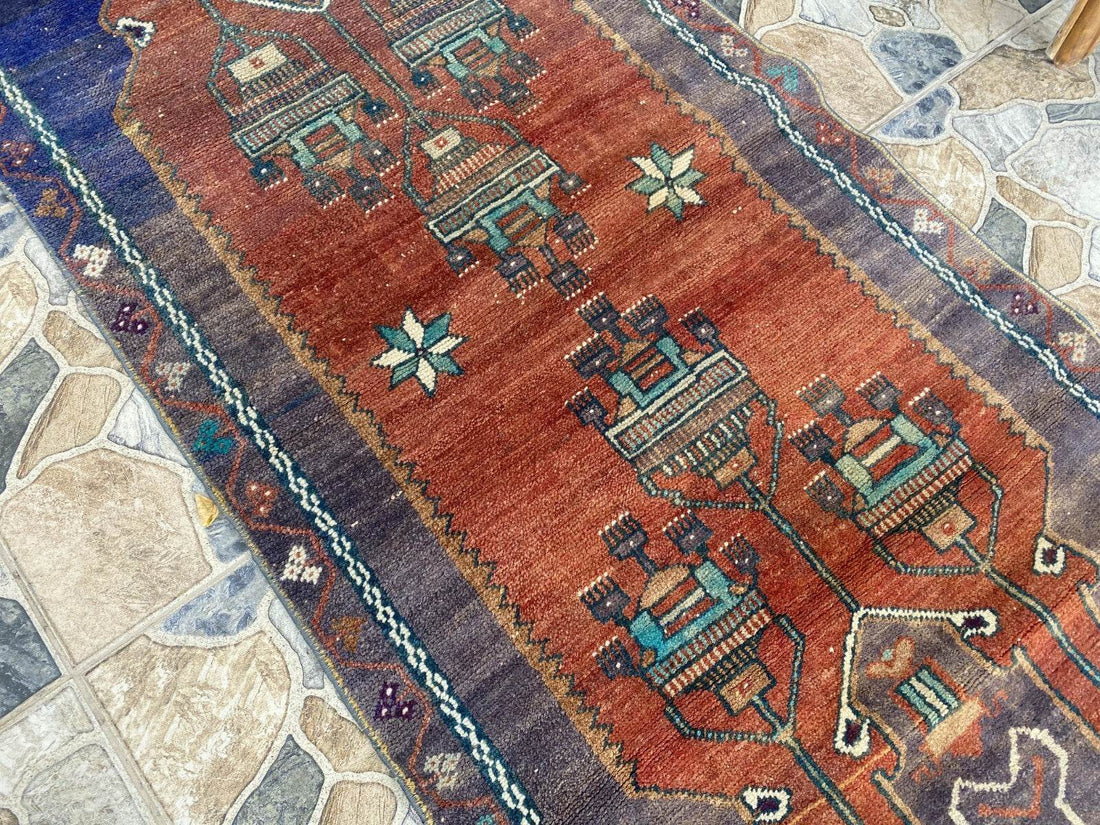 Vintage Turkish Oushak Rug | Handmade Antique Tribal Wool Farmhouse 2.8x6.9ft