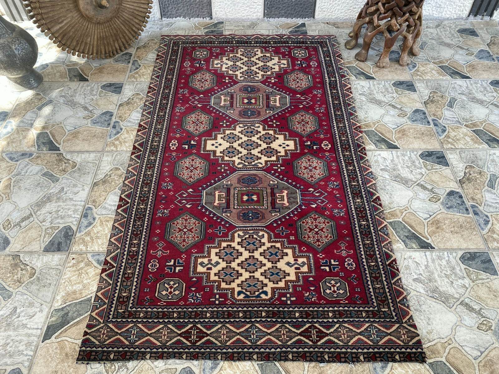 Vintage Turkish Oushak Rug | 3x5.1 ft | Wool Antique Tribal Handmade Area Rug