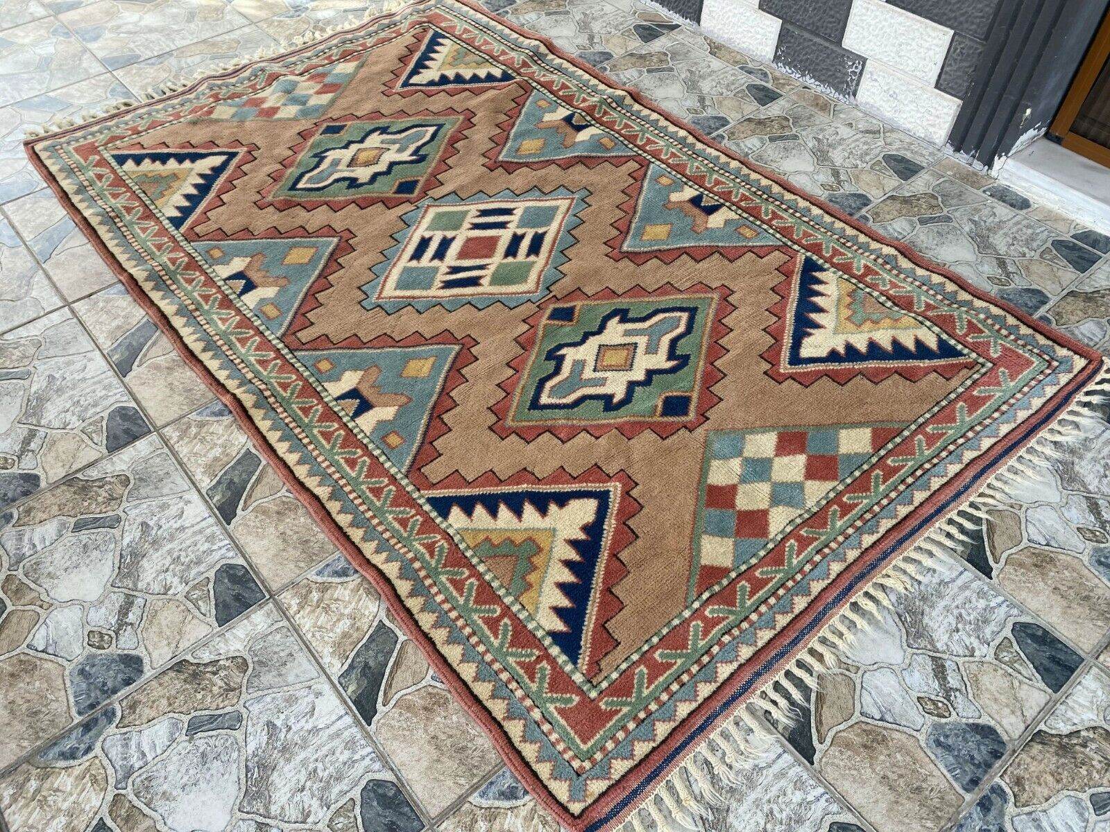 Vintage Kurdish Wool Rug - Handmade Bohemian Turkish Farmhouse Area Rug 4x7 ft