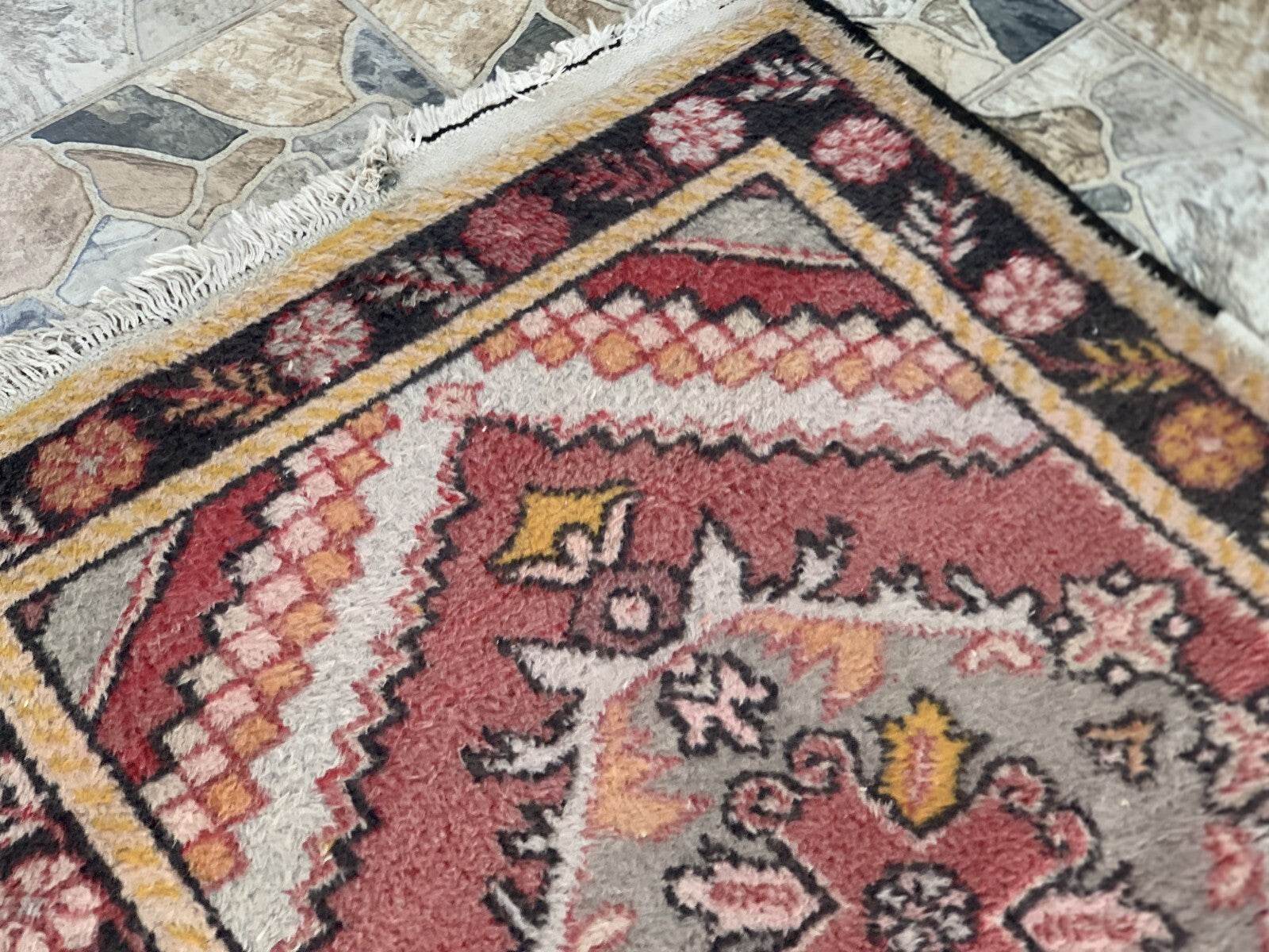 Vintage Turkish Rug | Tribal Handmade Wool Farmhouse Antique Carpet 3.2x 9.1 ft