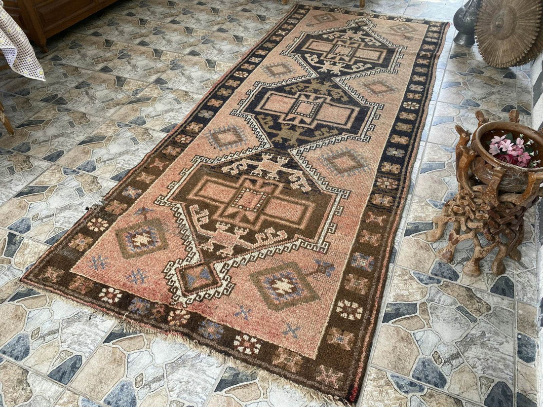 Handmade Turkish Vintage Rug | 1970s Tribal Wool Farmhouse Antique Area Carpet