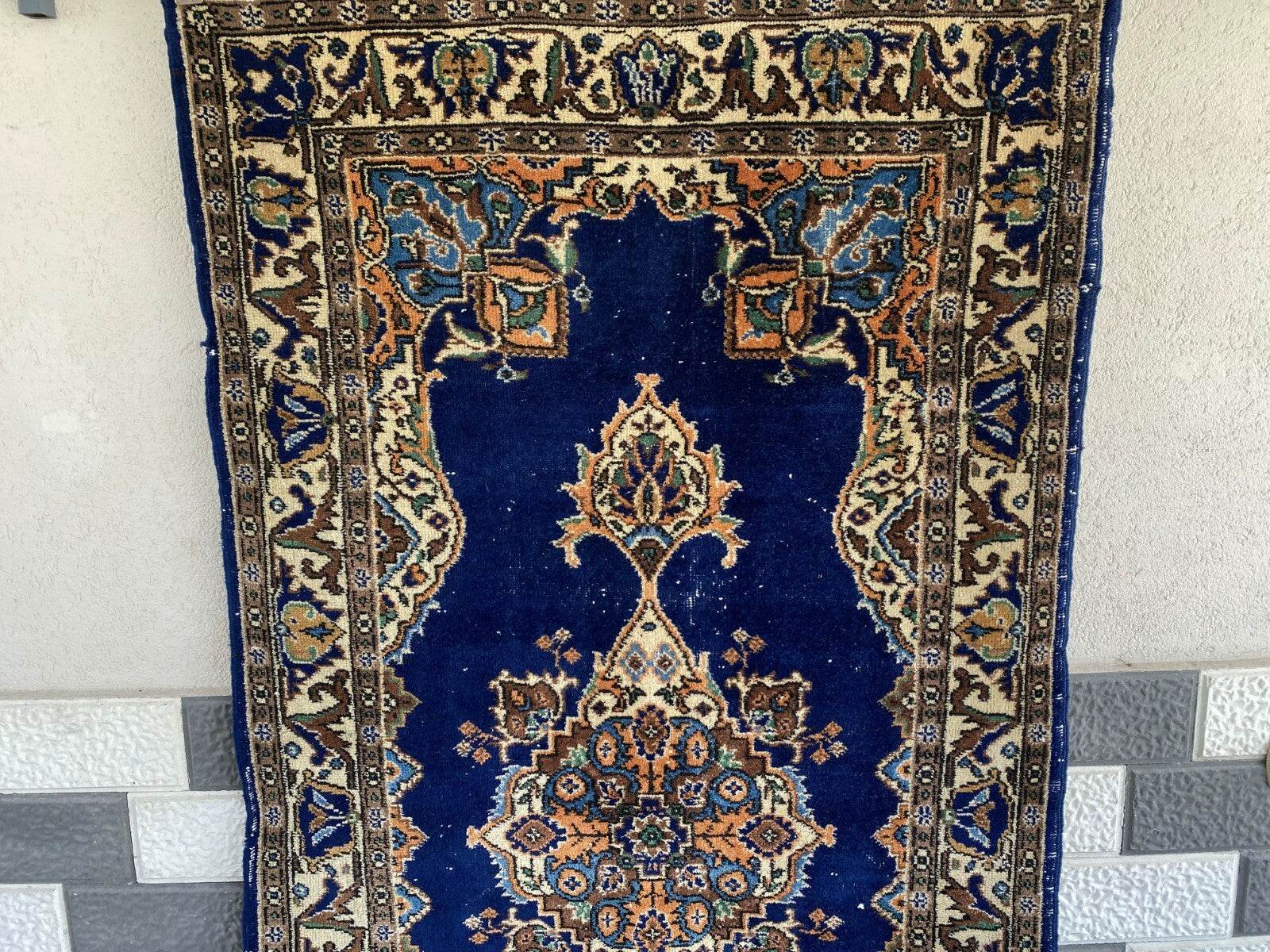 Vintage Turkish Oushak Rug, 4 x 7 ft Handmade Wool Antique Tribal Area Wool Rug