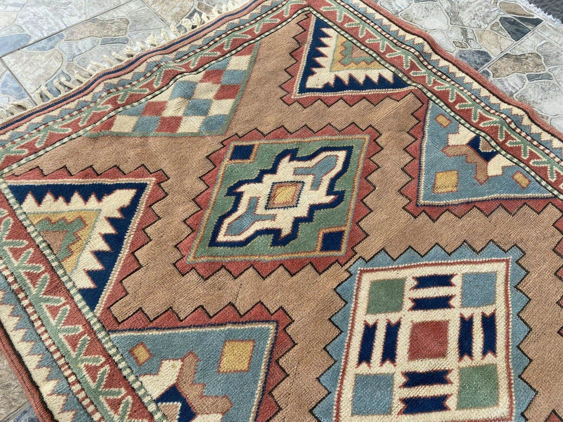 Vintage Kurdish Wool Rug - Handmade Bohemian Turkish Farmhouse Area Rug 4x7 ft