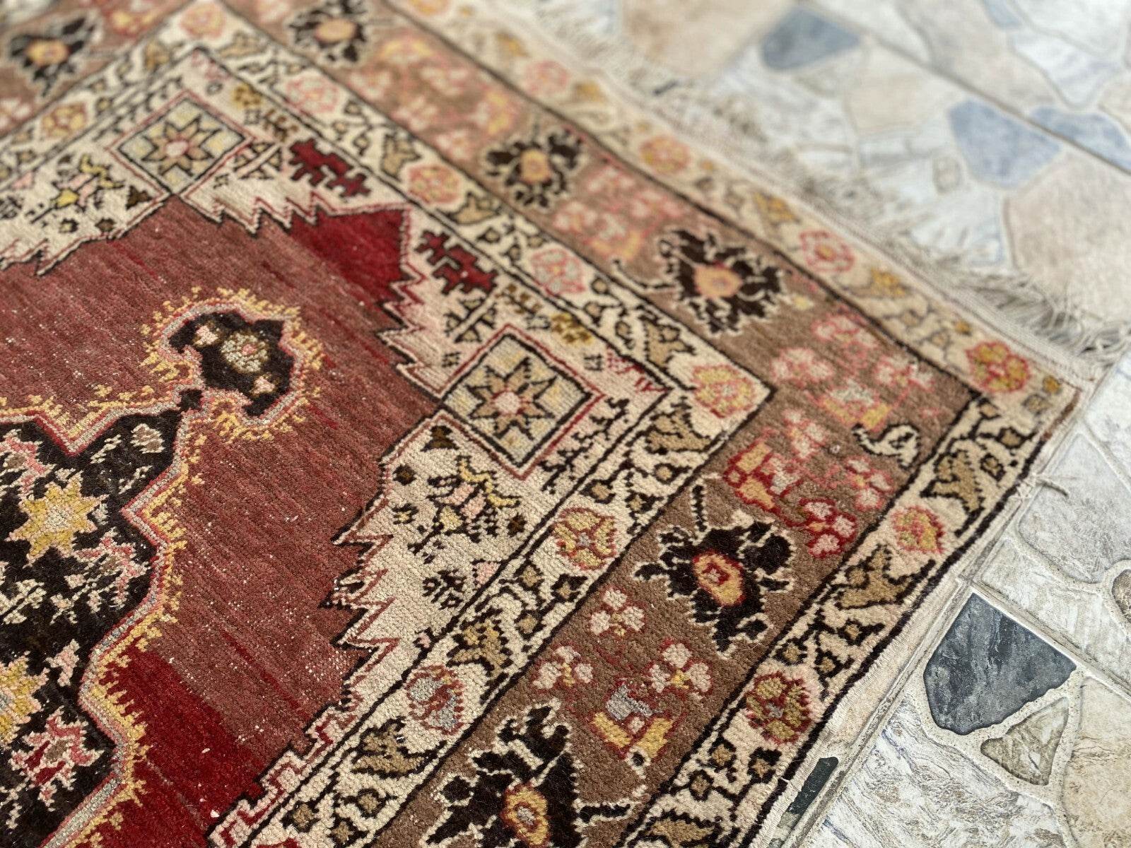 Pre 1930’s ANTIQUE ARMENIAN AREA RUG TRIBAL FARMHOUSE VINTAGE GEOMETRIC CARPET