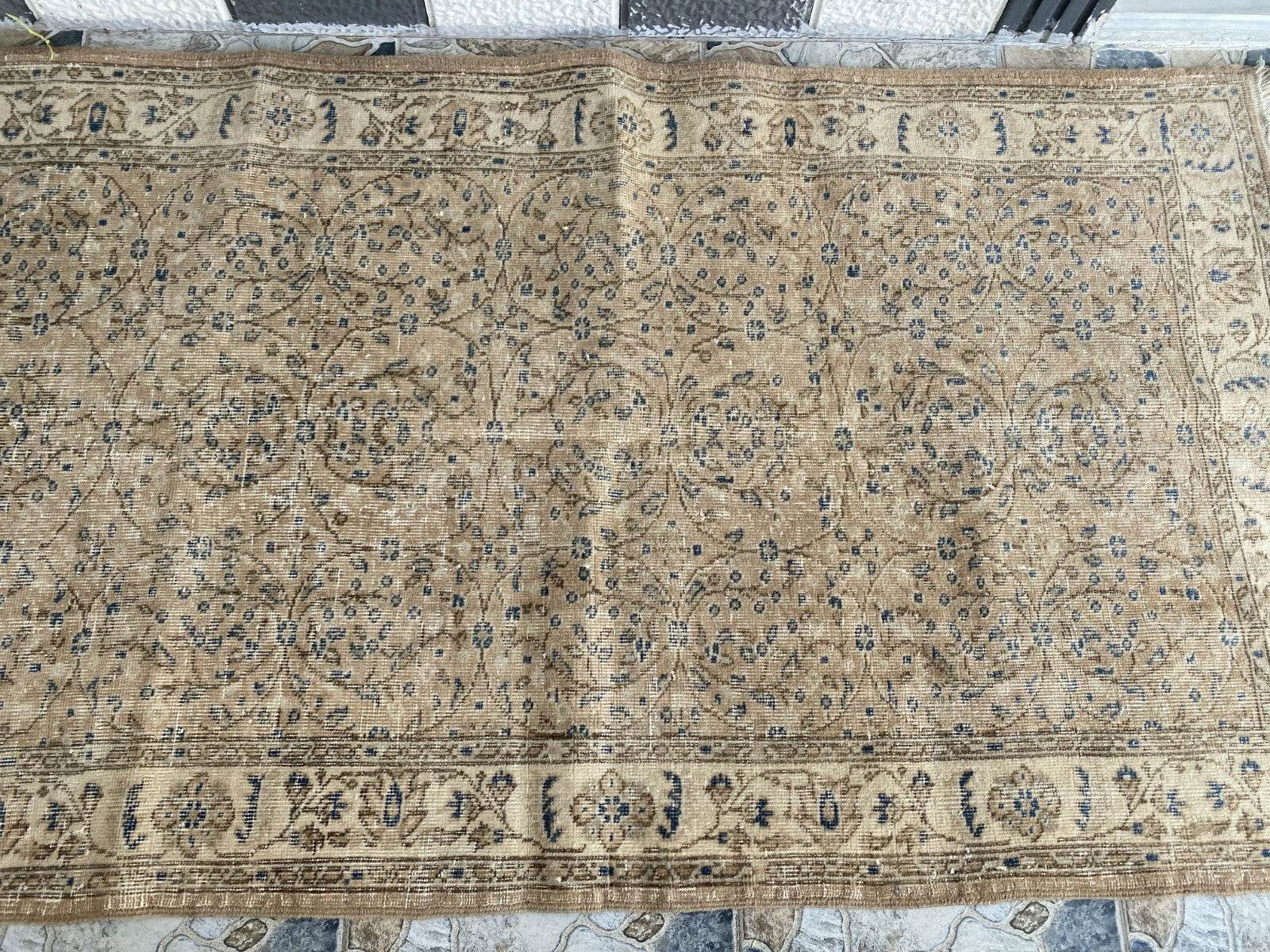 Vintage Turkish Rug | Anatolian Antique Wool Farmhouse Handmade Carpet 3.7x6.6ft