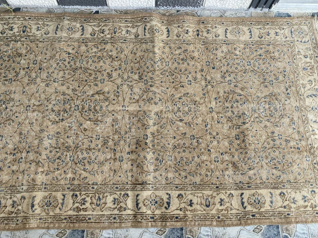 Vintage Turkish Rug | Anatolian Antique Wool Farmhouse Handmade Carpet 3.7x6.6ft