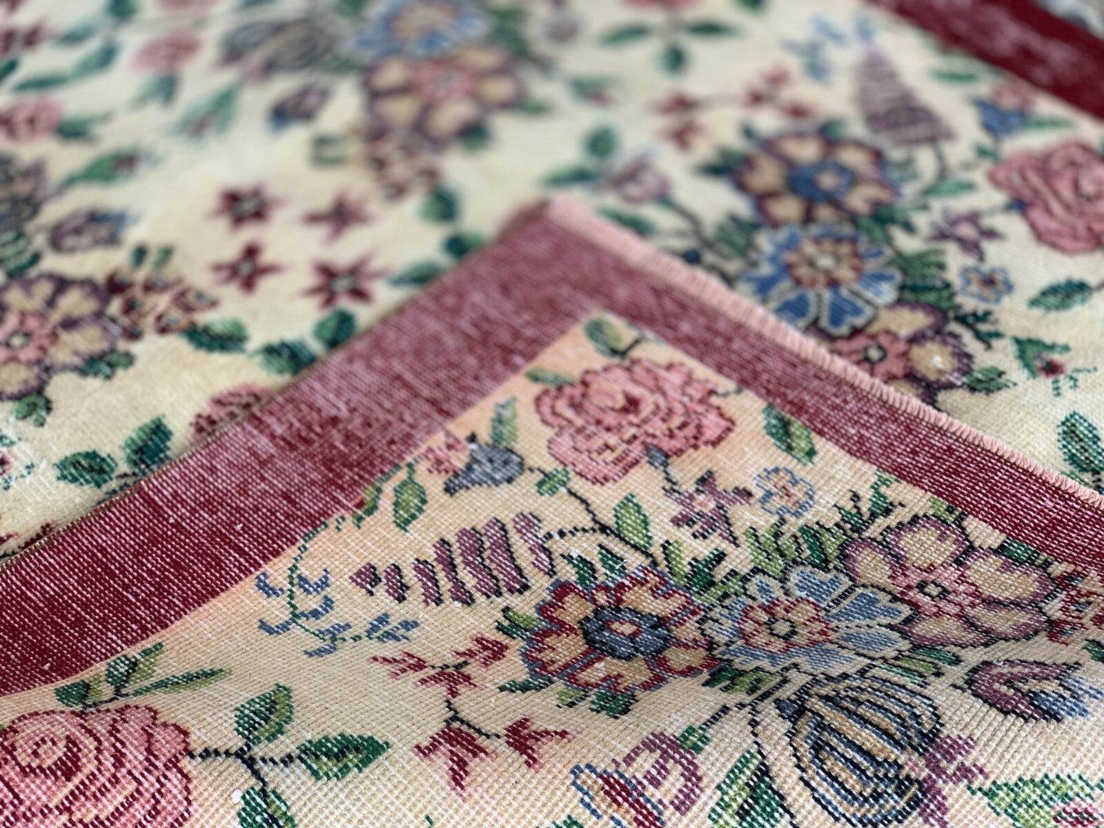 Vintage Turkish Rug | Oushak Handmade Wool Farmhouse Carpet Antique 3.3 x 5.2 ft