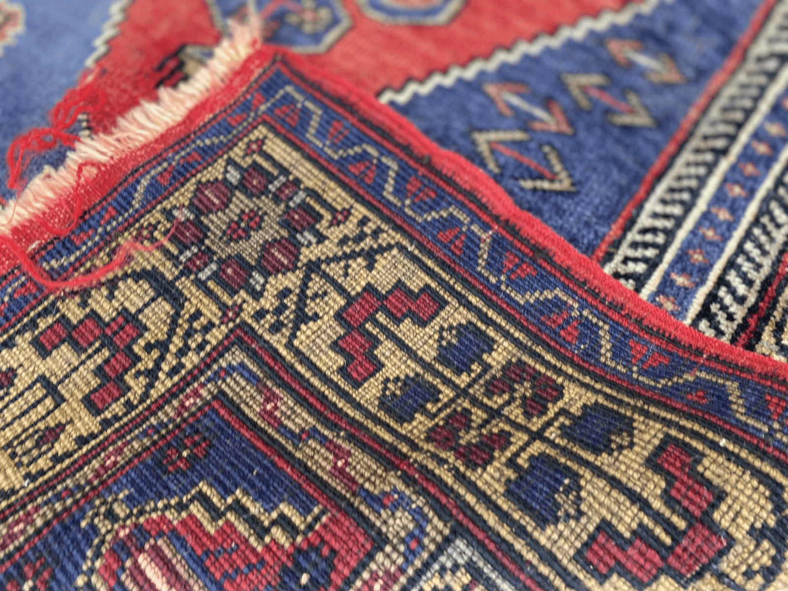 Vintage Turkish Oushak Rug 3x7 ft | Hand-Knotted Wool Anatolian Red Antique Rug