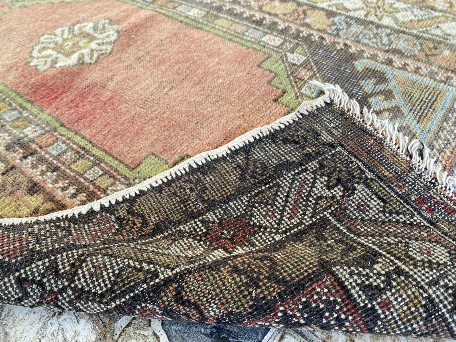 Vintage Turkish Wool Rug - 2 x 4 | Hand-Knotted Antique Oushak Anatolian Tribal