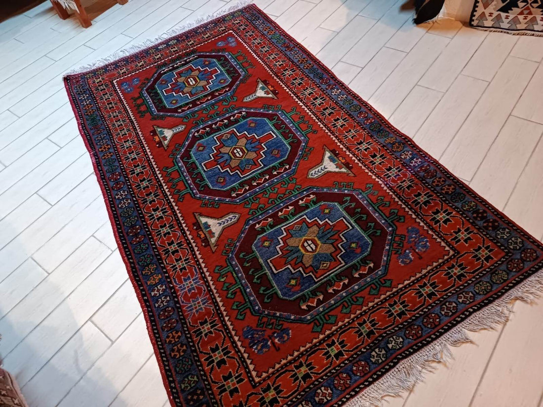 Vintage Caucasian Rug | 4.43 x 7.74 ft | Tribal Handmade Wool Farmhouse Carpet