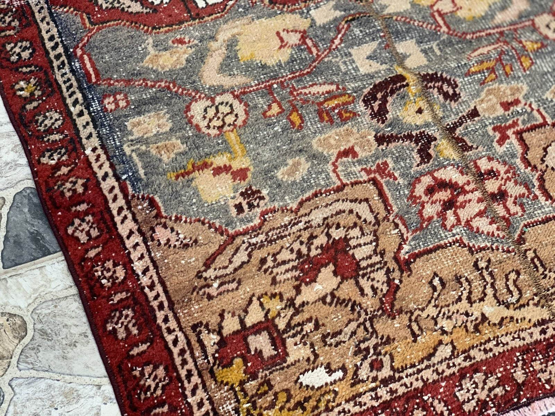 Vintage Armenian Tribal Rug | 3x6 ft | Antique Kurdish Wool Handmade Area Rug
