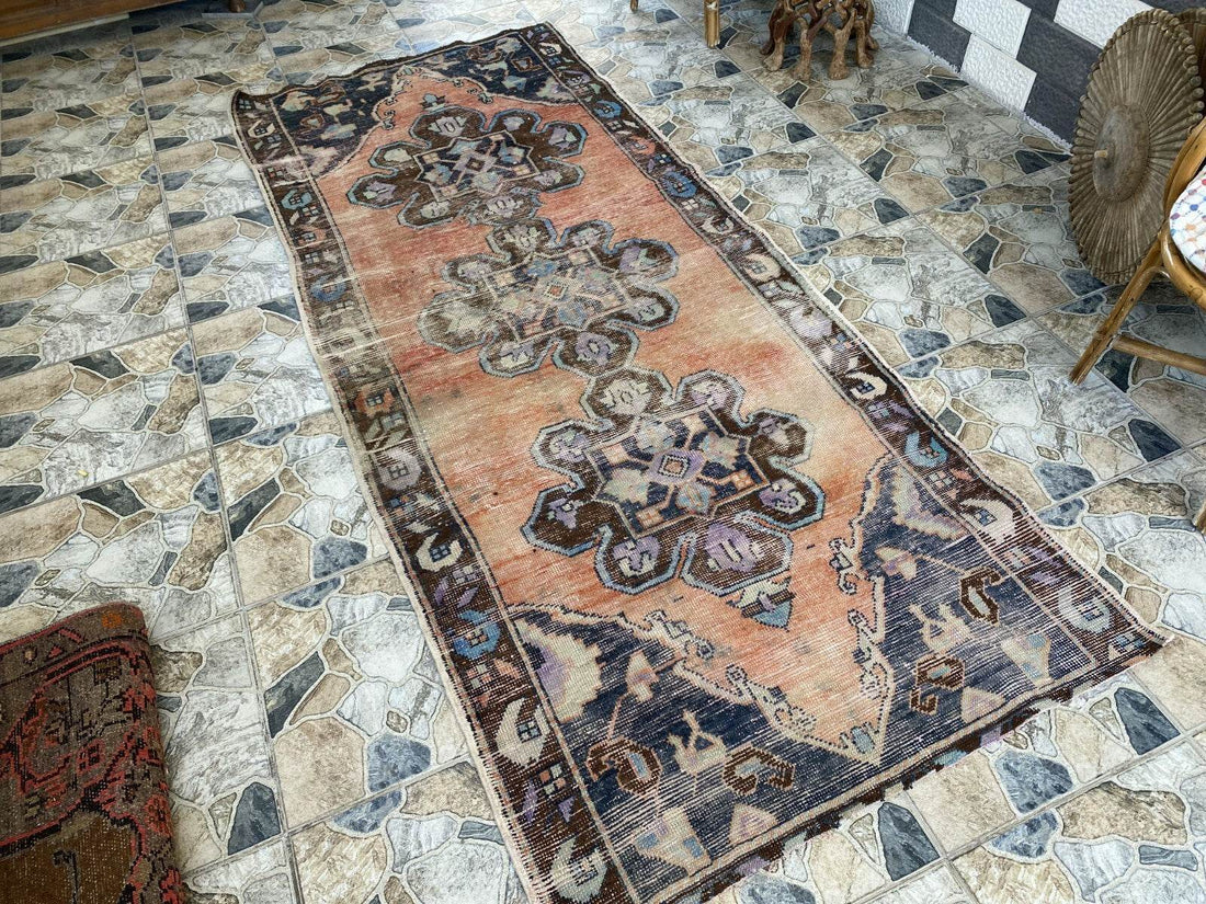 Vintage Anatolian Runner Rug | 3.7 x 9 ft | Hand-Knotted Rug Wool Hallway Carpet