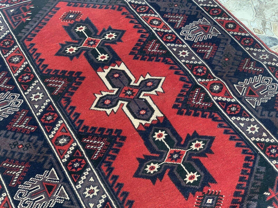 Vintage Turkish Rug | Antique Tribal Handmade Wool Farmhouse Carpet 4 x 6.14 ft