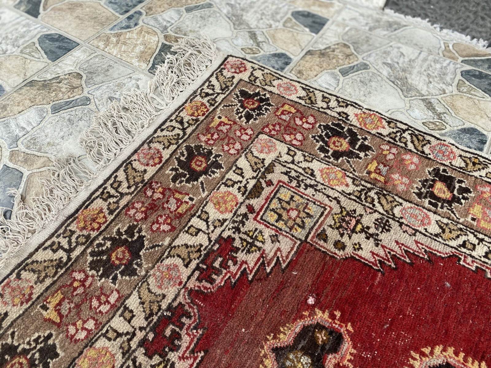 Pre 1930’s ANTIQUE ARMENIAN AREA RUG TRIBAL FARMHOUSE VINTAGE GEOMETRIC CARPET