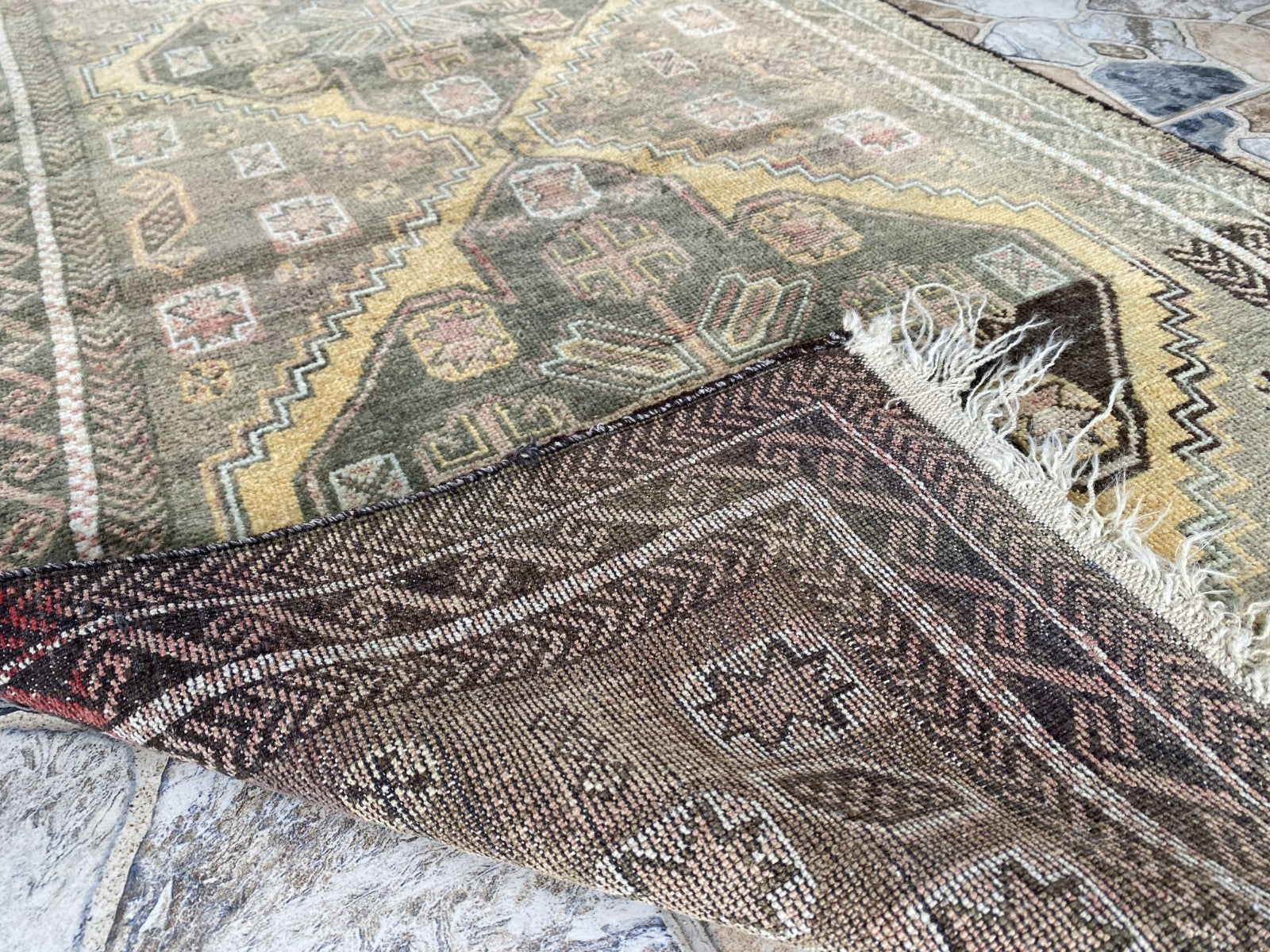 Vintage Persian Beluch Rug, Small Tribal Wool Handmade Oriental Carpet 2.6x4.5ft