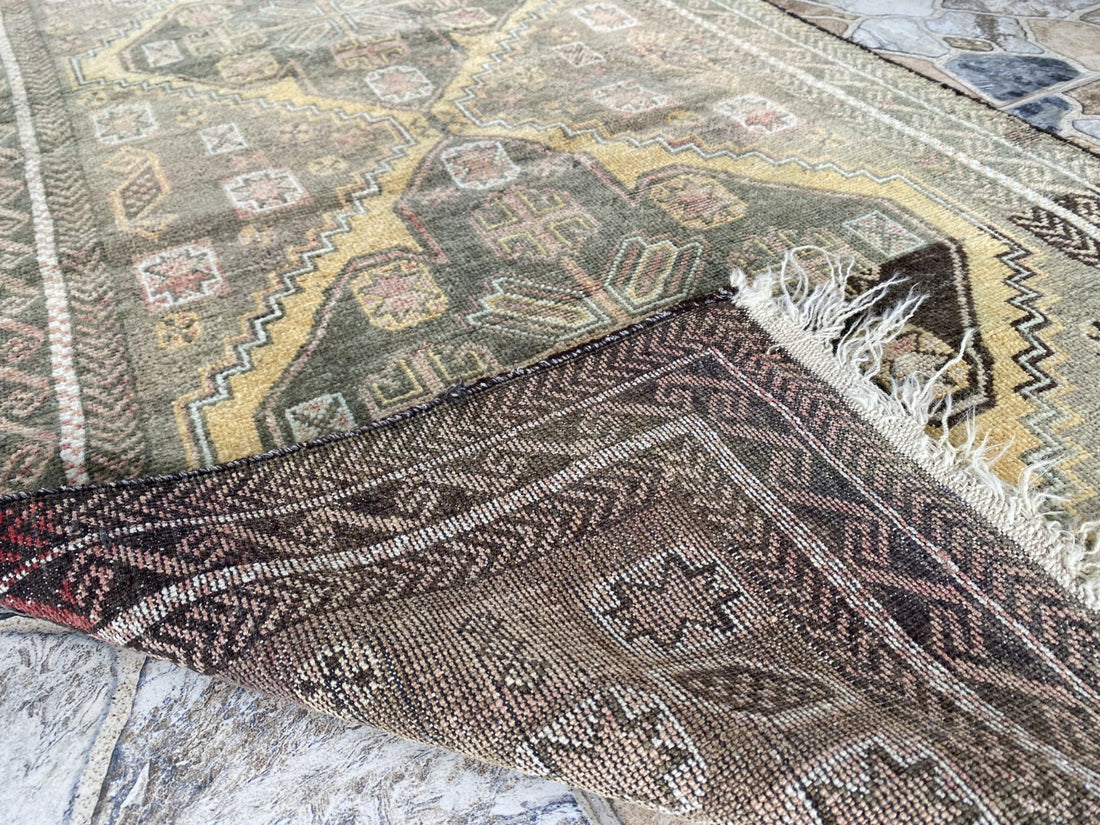 Vintage Persian Beluch Rug, Small Tribal Wool Handmade Oriental Carpet 2.6x4.5ft