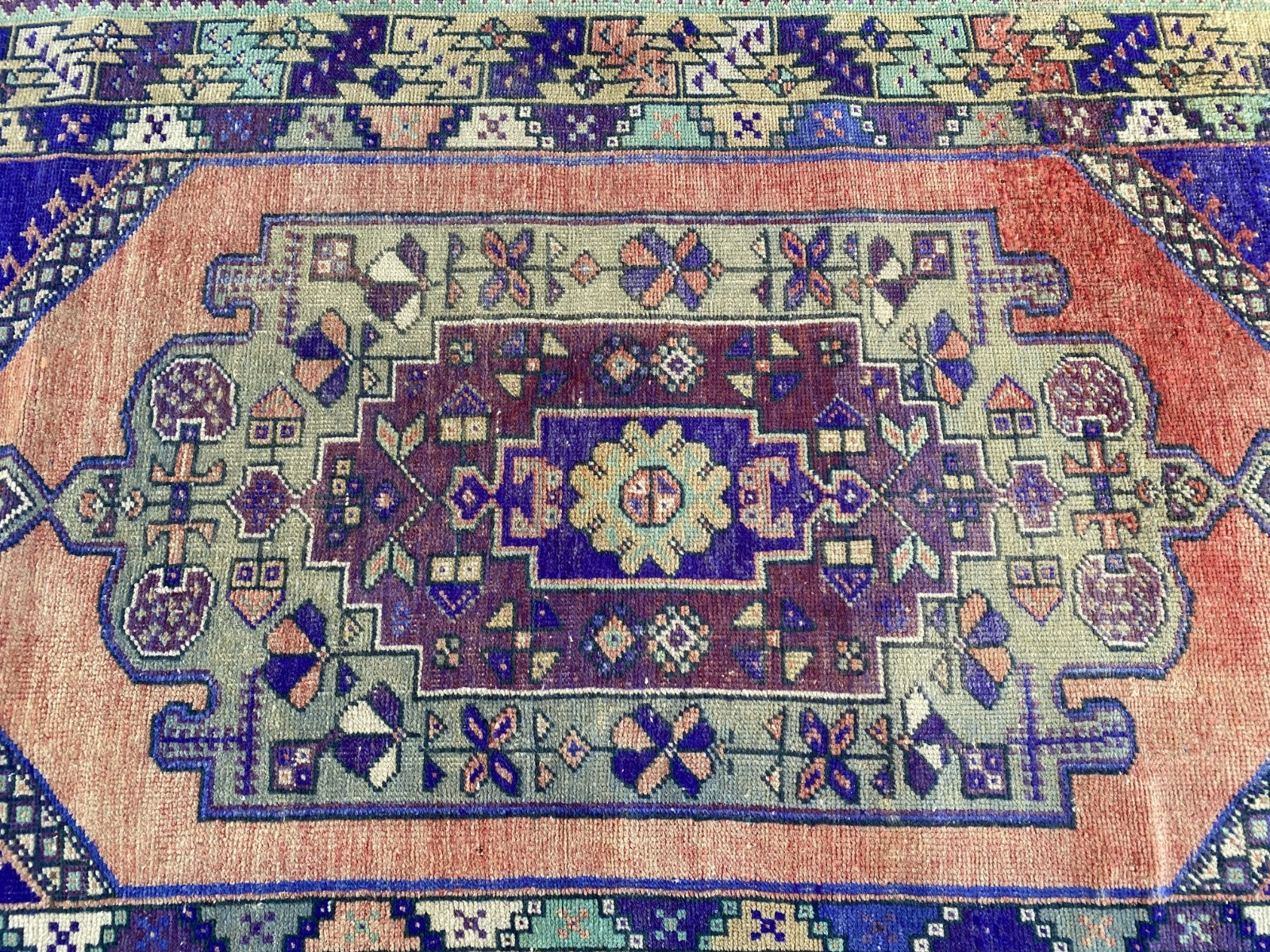 3.5 x 6 ft Vintage Turkish Rug | Hand-Knotted Wool Distressed Antique Area Rug