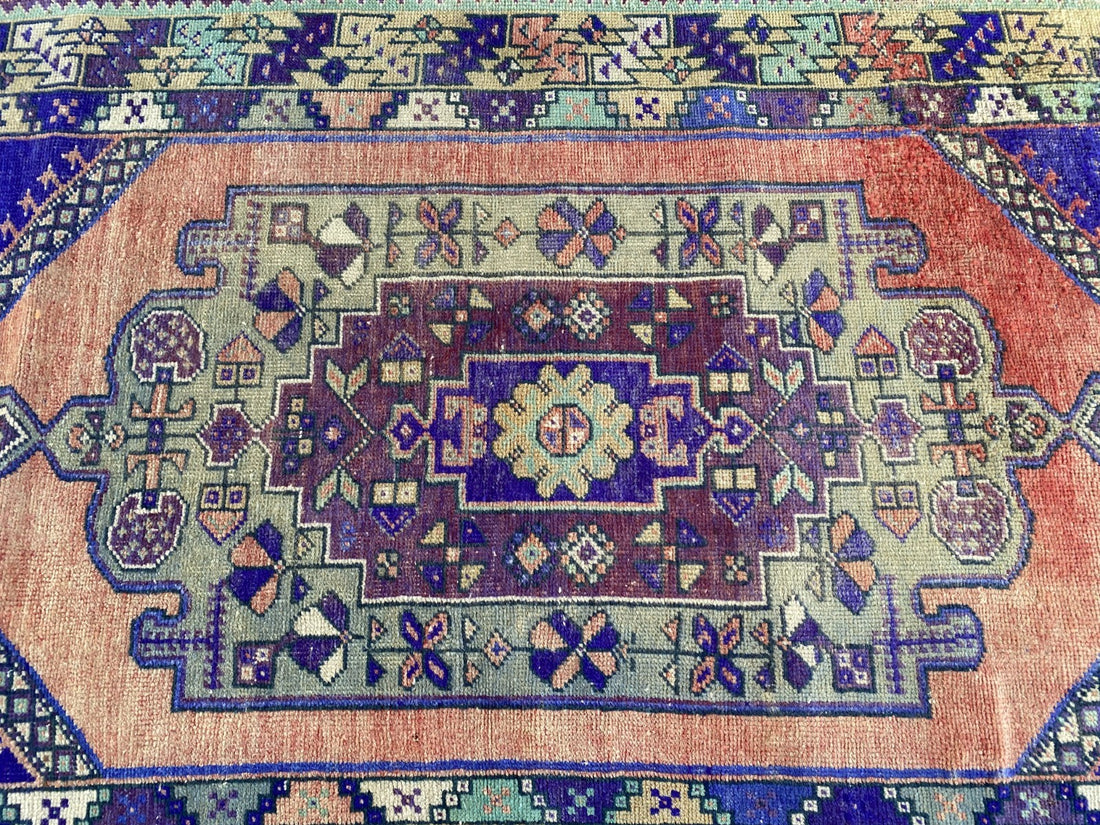 3.5 x 6 ft Vintage Turkish Rug | Hand-Knotted Wool Distressed Antique Area Rug