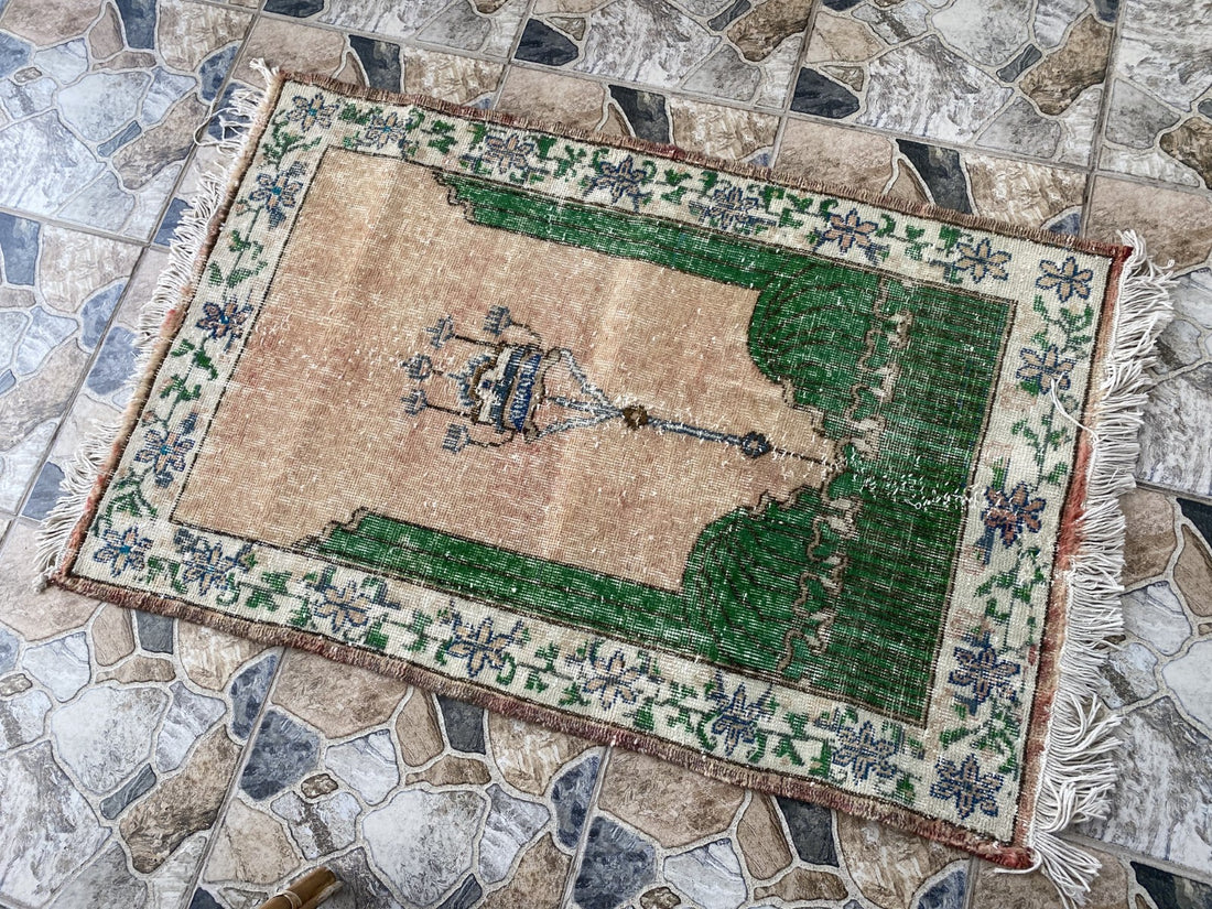 Vintage Anatolian Rug Hand-Knotted Wool Tribal Carpet Geometric Turkish 2.8x4.3