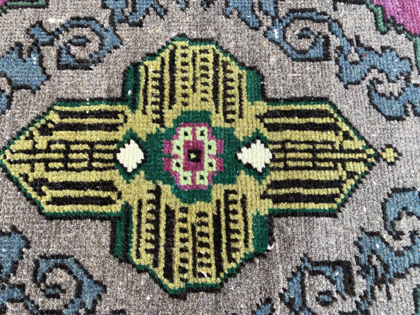 Geometric Turkish Vintage Rug Small Farmhouse Anatolian Tribal Village Rug 1.7x3